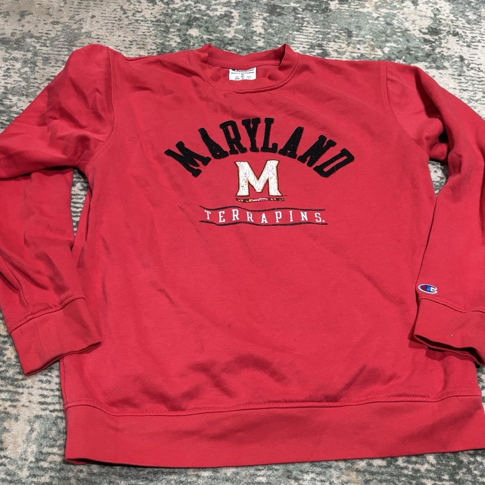 Champion Maryland Terrapins Crewneck Sweatshirt Red Mens Medium UMD Terps
